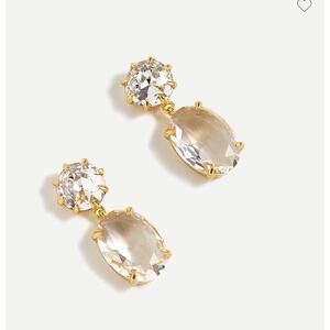 J.Crew Oval Shaped Faceted Cubic Zirconia Stone Gold Tone Drop Earrings
